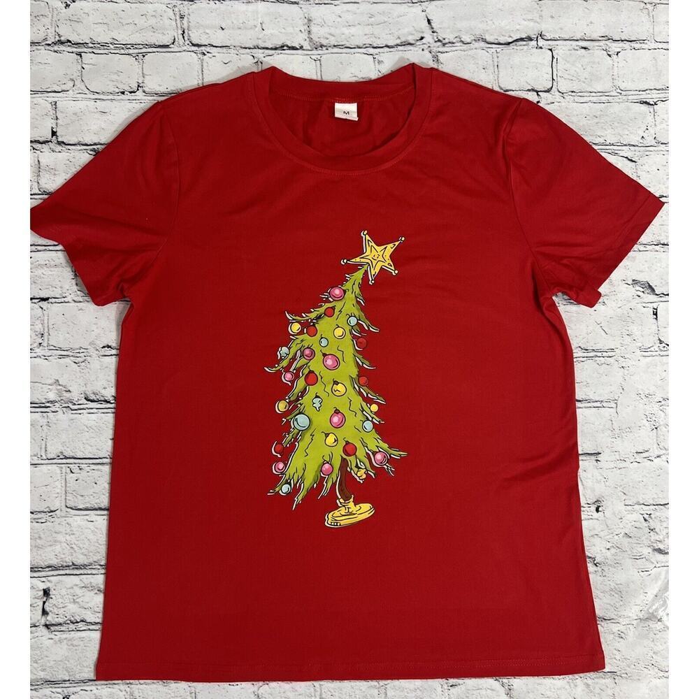 Women’s Whimsical Red‎ Christmas Tree Shirt Whoville Grinch Tree Size Medium NEW